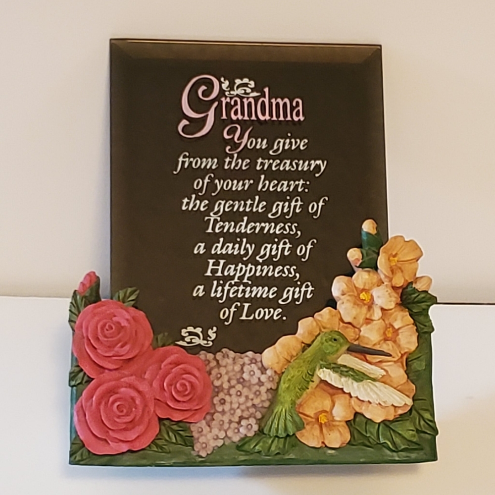 1993 Artmart Etched Beveled Mirror Grandma Plaque Easel